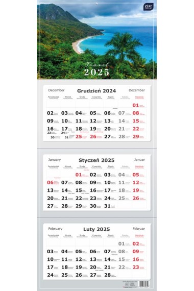 Kalendarz 2025 trójdzielny Widoki Interdruk 