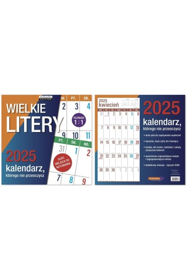 Kalendarz 2025 Classic Wielkie litery Kukartka