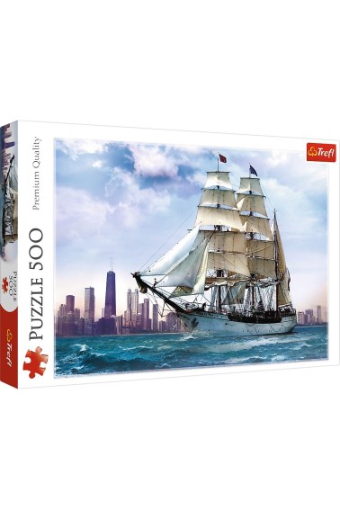 Puzzle 500 Żaglowiec na tle Chicago TREFL