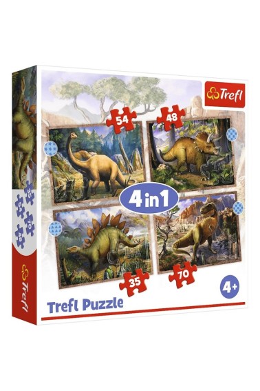 Puzzle 4w1 Ciekawe dinozaury TREFL