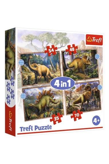 Puzzle 4w1 Ciekawe dinozaury TREFL