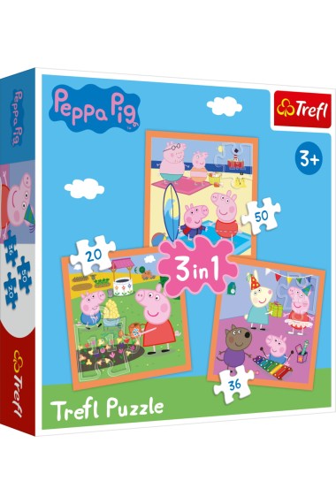 Puzzle 3w1 Pomysłowa Świnka Peppa TREFL