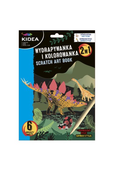 Wydrapywanka i kolorowanka 2w1 Dinozaury KIDEA