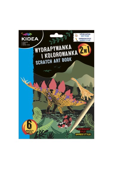 Wydrapywanka i kolorowanka 2w1 Dinozaury KIDEA