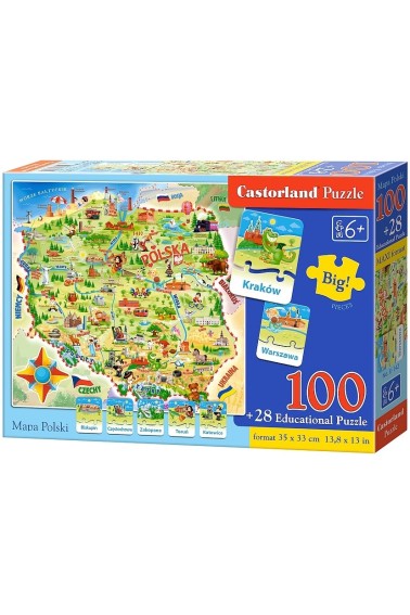 Puzzle 100+28 Mapa Polski CASTOR