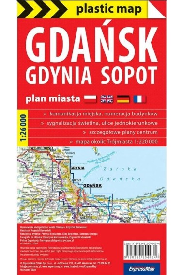 Plastic map Gdańsk Gdynia Sopot 1:26 000