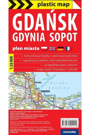 Plastic map Gdańsk Gdynia Sopot 1:26 000