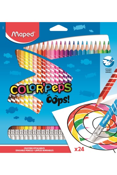 Kredki Colorpeps Oops trójkątne z gumką 24 kol