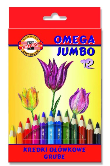 Kredki ołówkowe 12 kolorów Jumbo Omega PROMOCJA