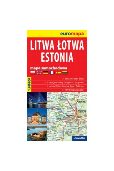 Litwa Łotwa Estonia 1:700 000 mapa papierowa