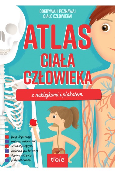 Atlas ciała człowieka z naklejkami i plakatem