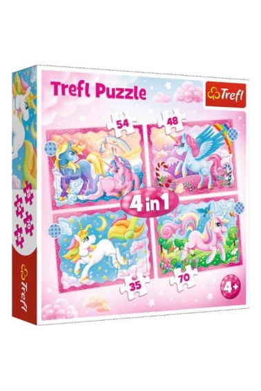 Puzzle 4w1 Jednorożce i magia TREFL